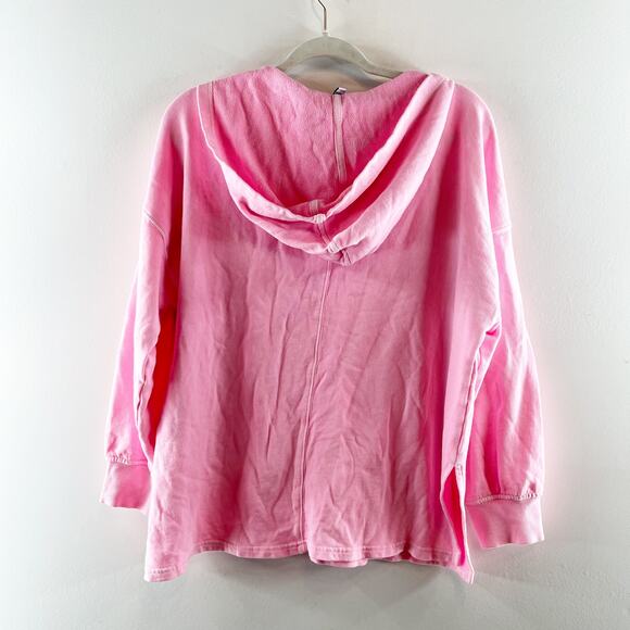 Old Navy Oversized French Terry Hooded Sweatshirt Neon Pink Small - Picture 4 of 8